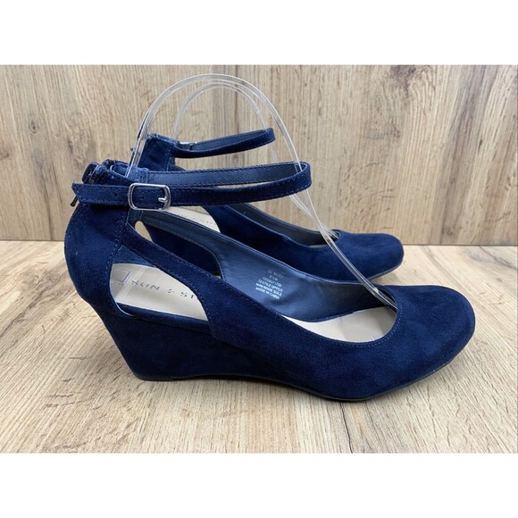 SUN STONE Miley Wedge Buckle Sandals Shoes Women's 9.5 M Cut Out Sides Round Toe - Picture 2 of 16